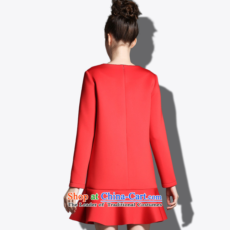 Replace, Hin thick zhuangting ting thin 2015 autumn large new women's high-end to increase expertise western sister dresses 1818 Red XXXL, boxed-ting (zhuangting) , , , shopping on the Internet