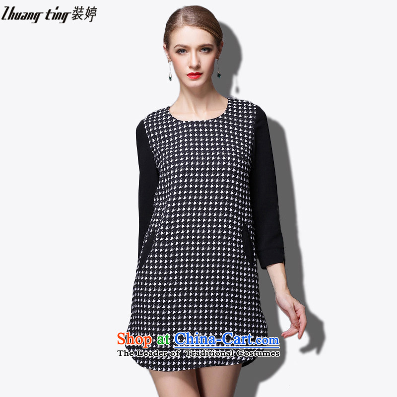 Replace, Hin thick zhuangting ting thin 2015 autumn large new women's high-end to increase expertise western sister dresses 1812 picture color XXL