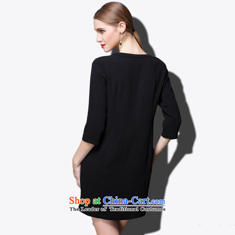 Replace, Hin thick zhuangting ting thin 2015 autumn large new women's high-end to increase expertise western sister dresses 1811 Black and White XXXL, boxed-ting (zhuangting) , , , shopping on the Internet