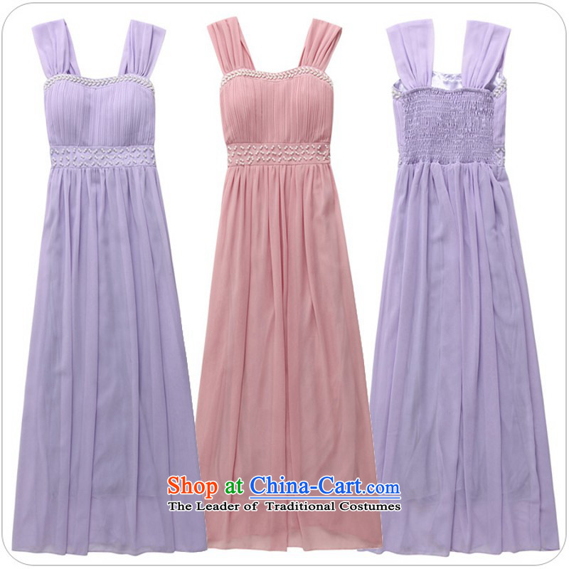 C.o.d. Package Mail xl stylish long skirt 2015 new summer staple pearl dress dresses pure color chiffon elegance gentlewoman large skirt purple about 125-145 XL, land is of Yi , , , shopping on the Internet
