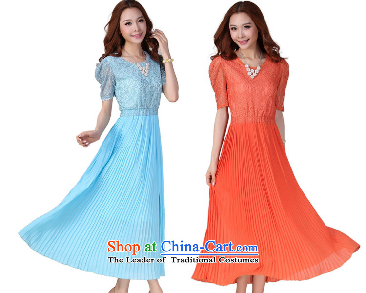 Gilland up Code women's dresses long skirt for summer 2015 mm thick summer summer new chiffon lace Sau San short-sleeved blue XXXL 2067 picture, prices, brand platters! The elections are supplied in the national character of distribution, so action, buy now enjoy more preferential! As soon as possible.