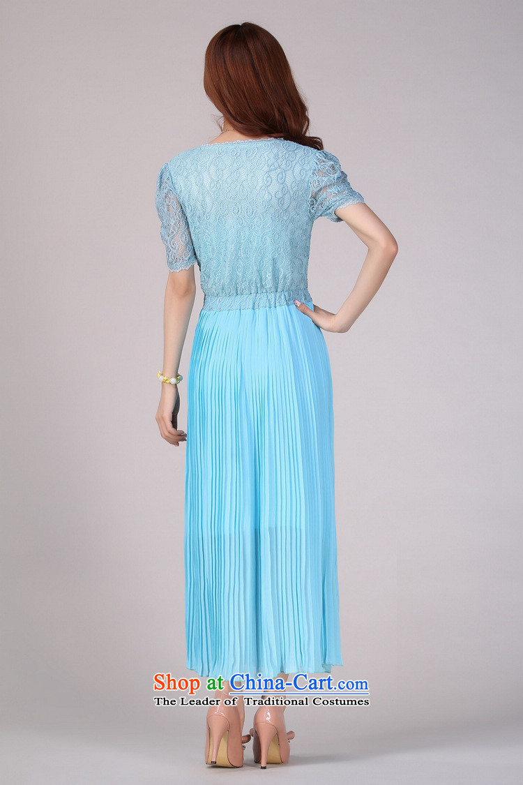 Gilland up Code women's dresses long skirt for summer 2015 mm thick summer summer new chiffon lace Sau San short-sleeved blue XXXL 2067 picture, prices, brand platters! The elections are supplied in the national character of distribution, so action, buy now enjoy more preferential! As soon as possible.
