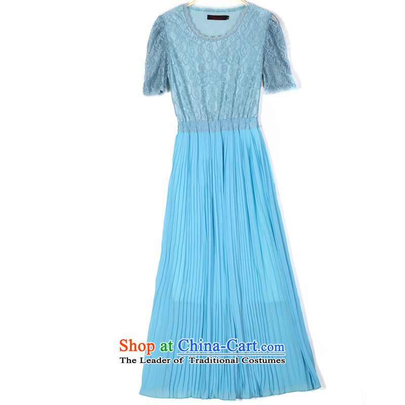 Gilland up Code women's dresses long skirt for summer 2015 mm thick summer summer new chiffon lace Sau San short-sleeved blue XXXL, 2067 Jiran Tune , , , shopping on the Internet