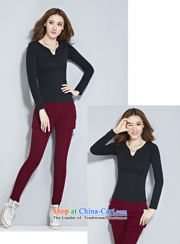 2015 Autumn and winter Zz&ff New Sau San plus forming the Netherlands Korean lint-free video thin thick warm long-sleeved T-shirt, sexy female pure color T-shirt Black XL V picture, prices, brand platters! The elections are supplied in the national character of distribution, so action, buy now enjoy more preferential! As soon as possible.