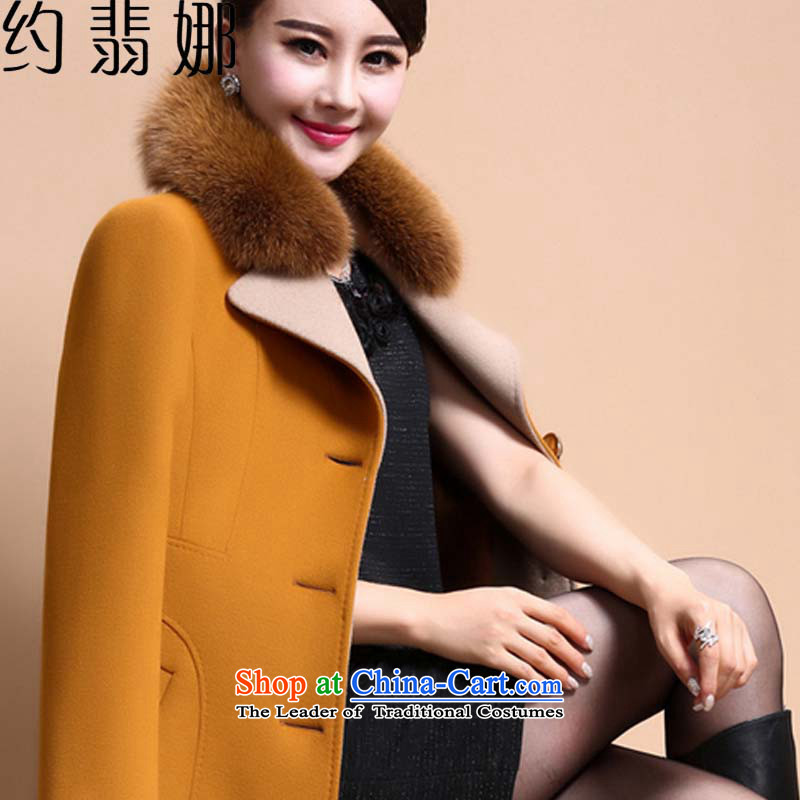 About the  2015 autumn and winter Jadeite Jade Mount Gross Korean female jacket?   in the long suit for gross large female coat? female D6896    XXL, yellow about the Cerretani Firenze shopping on the Internet has been pressed.