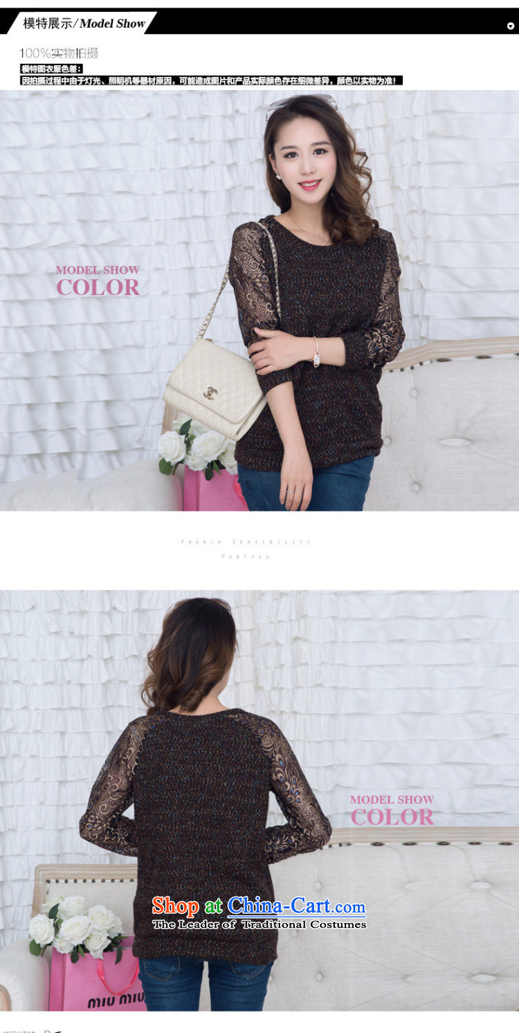 The United States and increase the thick MM2015 Spring New xl female Sleek and versatile lace engraving long-sleeved T-shirt knitting sweater female brown tides forming the 4XL Photo, prices, brand platters! The elections are supplied in the national character of distribution, so action, buy now enjoy more preferential! As soon as possible.