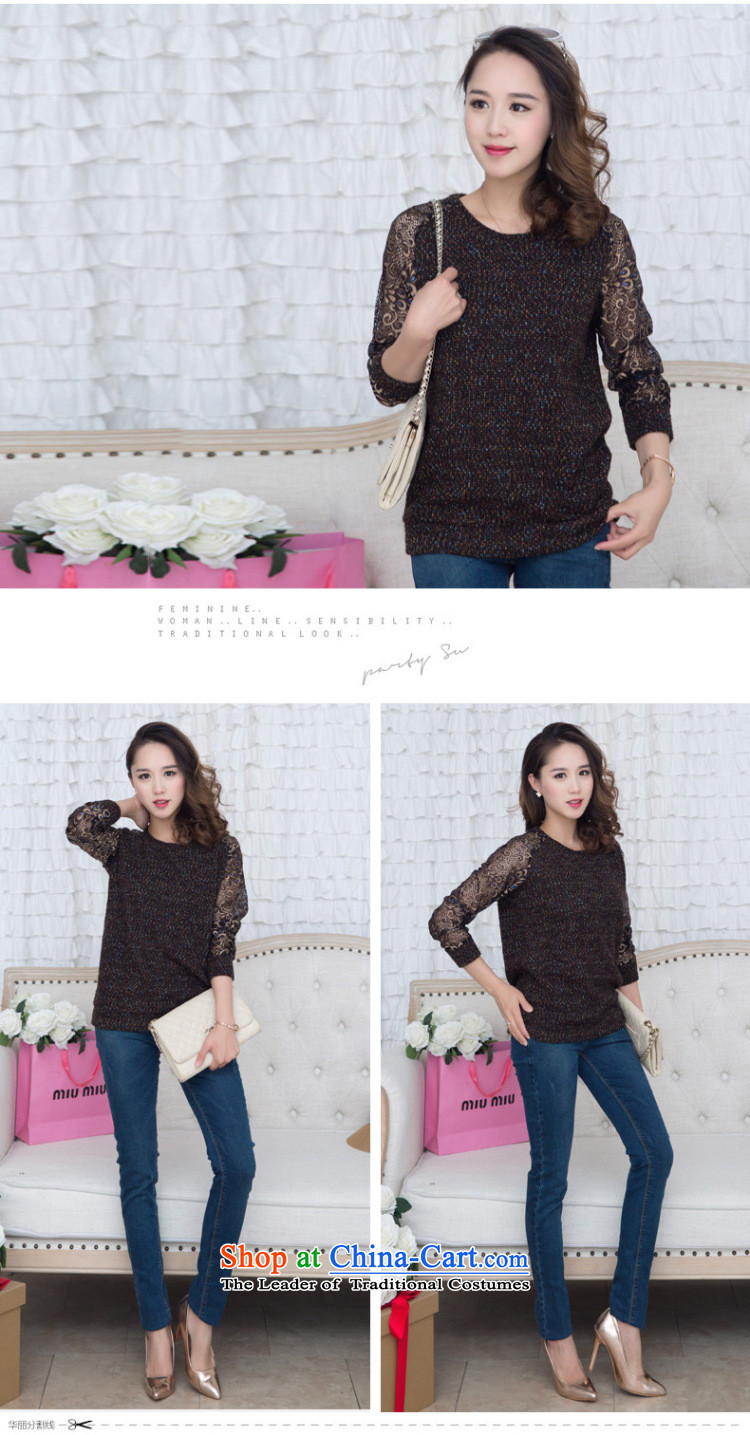The United States and increase the thick MM2015 Spring New xl female Sleek and versatile lace engraving long-sleeved T-shirt knitting sweater female brown tides forming the 4XL Photo, prices, brand platters! The elections are supplied in the national character of distribution, so action, buy now enjoy more preferential! As soon as possible.