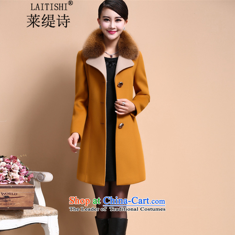 Blair's poem 2015 autumn and winter female Korean version of large numbers of female cloak gross? mm are fat girl jacket long large cashmere overcoat 8009# yellow and brown XXL, Gloria economy poetry , , , shopping on the Internet