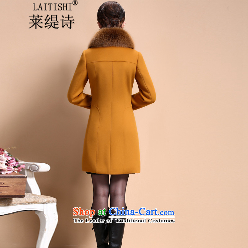 Blair's poem 2015 autumn and winter female Korean version of large numbers of female cloak gross? mm are fat girl jacket long large cashmere overcoat 8009# yellow and brown XXL, Gloria economy poetry , , , shopping on the Internet