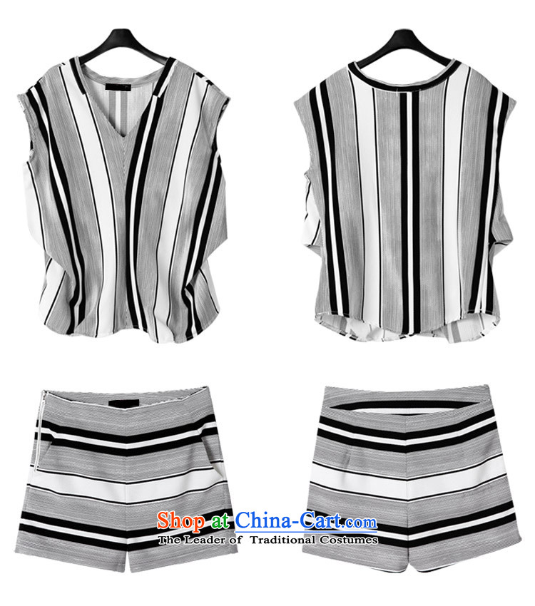 Mr Hui 2015 new products for larger female European and American summer loose Striped Tee shorts kit female thick sister leisure video thin T-shirt shorts 572 map color 4XL recommendations 160-180 catty picture, prices, brand platters! The elections are supplied in the national character of distribution, so action, buy now enjoy more preferential! As soon as possible.