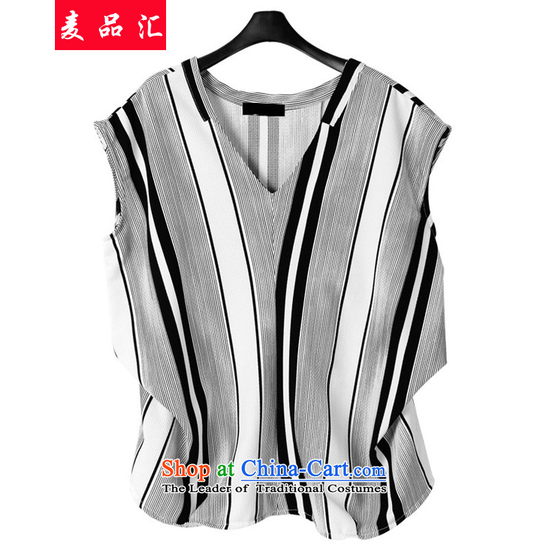 Mr Hui 2015 new products for larger female European and American summer loose Striped Tee shorts kit female thick sister leisure video thin T-shirt shorts 572 map color 4XL recommendations 160-180, Mr Hui has been pressed, online shopping