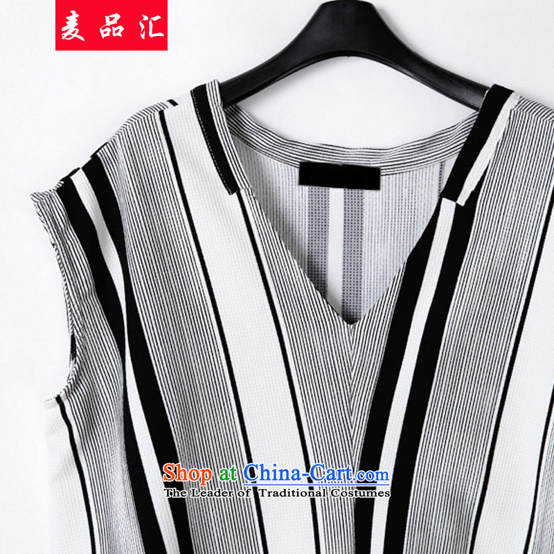 Mr Hui 2015 new products for larger female European and American summer loose Striped Tee shorts kit female thick sister leisure video thin T-shirt shorts 572 map color 4XL recommendations 160-180, Mr Hui has been pressed, online shopping