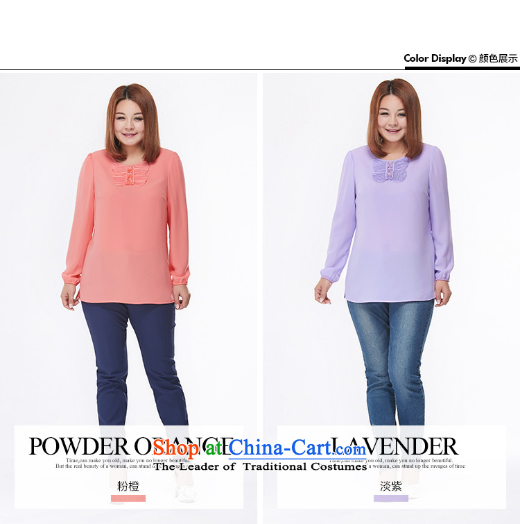 New Load autumn msshe2015 round-neck collar long-sleeved shirt thick MM chiffon shirt to increase women's code 2515 light purple 6XL picture, prices, brand platters! The elections are supplied in the national character of distribution, so action, buy now enjoy more preferential! As soon as possible.