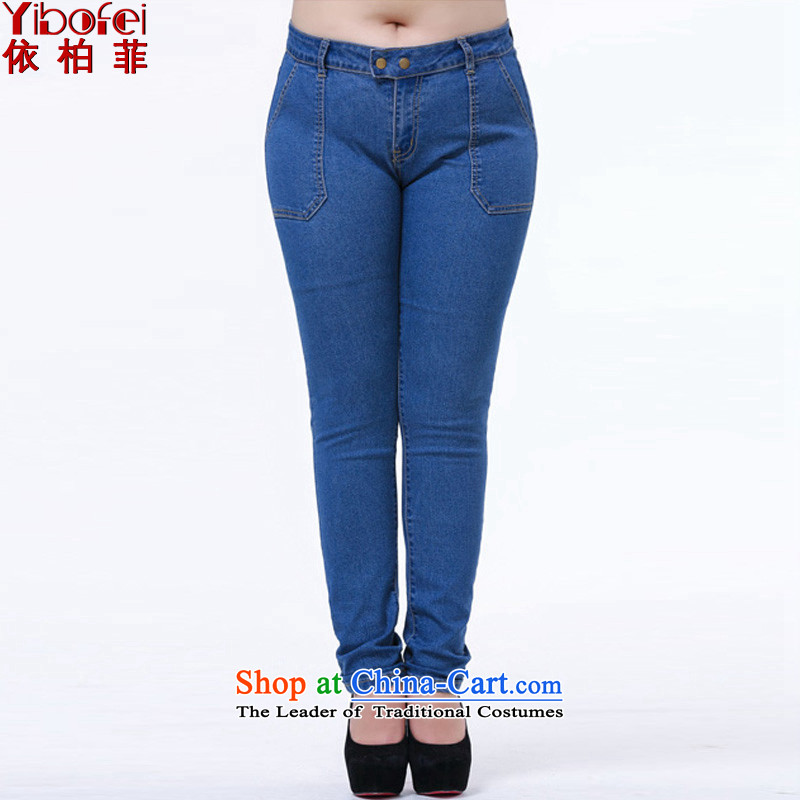 In accordance with the?new 2015 perfect thick sister xl jeans Korean thin stretch cowboy Sau San video castor pencil trousers female?Y2062?BLUE?XXL