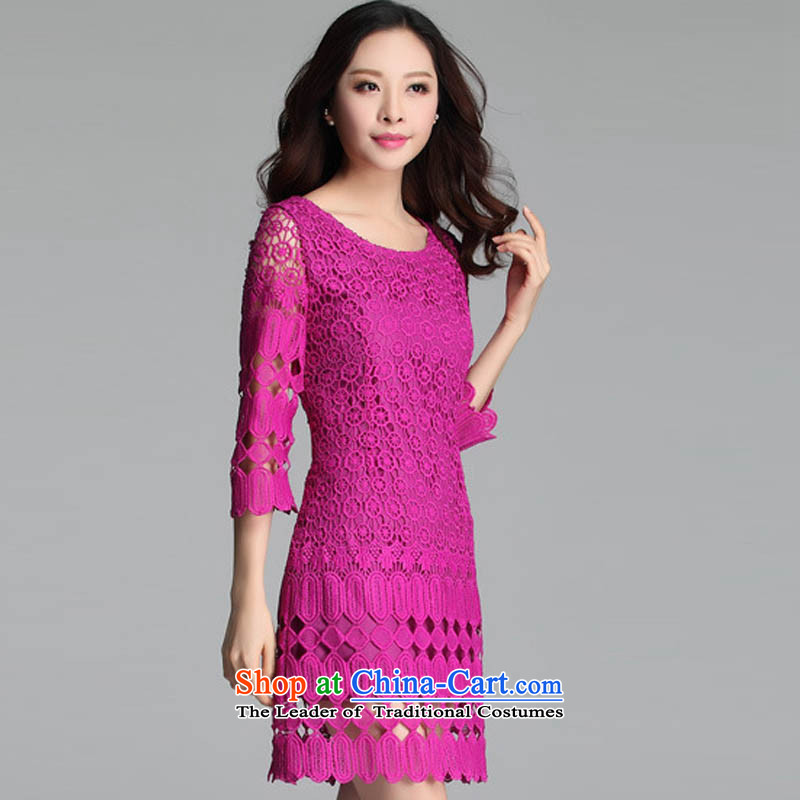 Indulge in the autumn of the new to xl female lace fifth cuff dresses in red 4XL, 3693 coveted (tanai) , , , shopping on the Internet