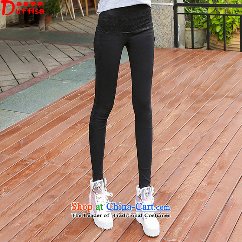Flower to Isabelle 2015 spring high-Waist Trousers, forming the basis of the big code pencil trousers lace Castor Trousers tight trousers D1567 female black L