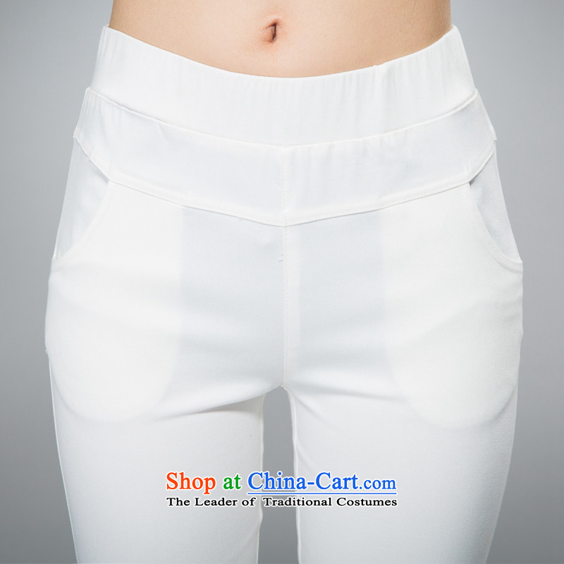 The Eternal-soo to xl female Capri thick sister 2015 Spring/Summer new thick mm thick, Hin thin wild lace hem leisure pants white 2XL, eternal Soo , , , shopping on the Internet