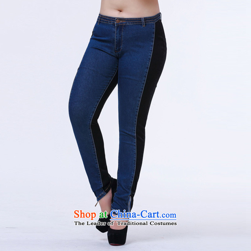 In accordance with the new 2015 perfect thick sister plus hypertrophy code stitching jeans video thin Sau San zip castor pencil trousers female Y2064 blue XL, in accordance with the perfect (yibofei) , , , shopping on the Internet