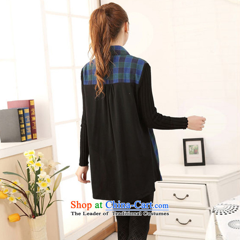 In accordance with the perfect spring 2015 the new SISTER extra-thick Ultra video thin female latticed shirt stitching knitted dresses  in blue 4XL, Y2067 perfect (yibofei) , , , shopping on the Internet