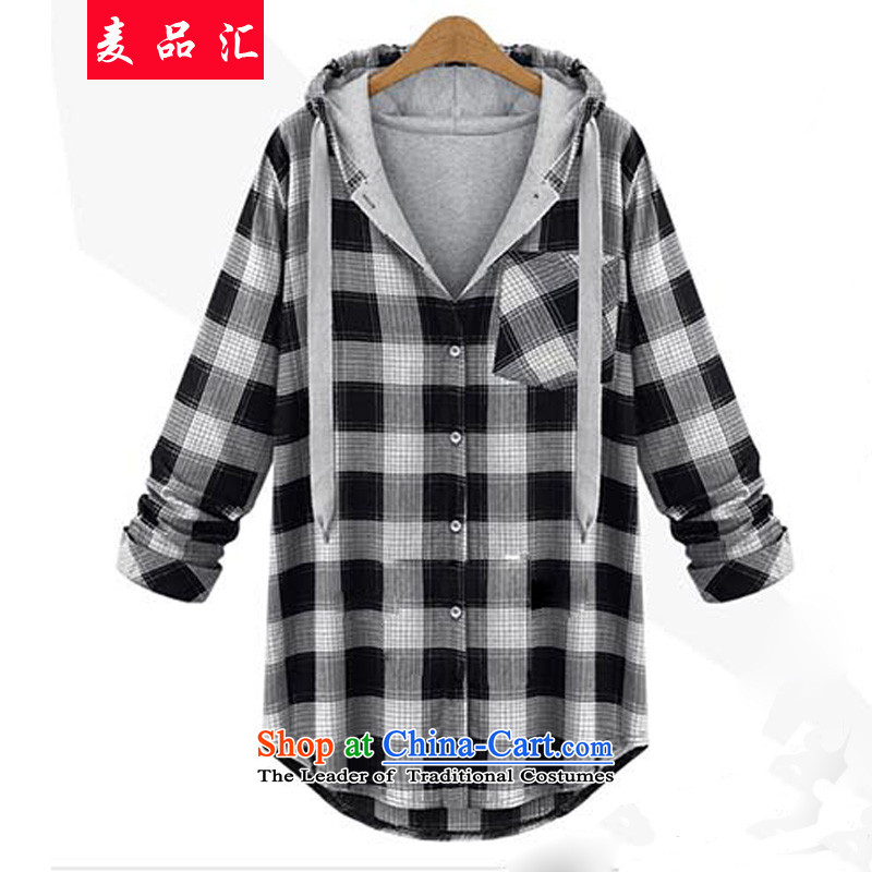 Mak, removals by sinks?2015 spring outfits to increase women's code thick mm leisure pure cotton loose video thin coat of England latticed 200 catties?822?Gray?4XL