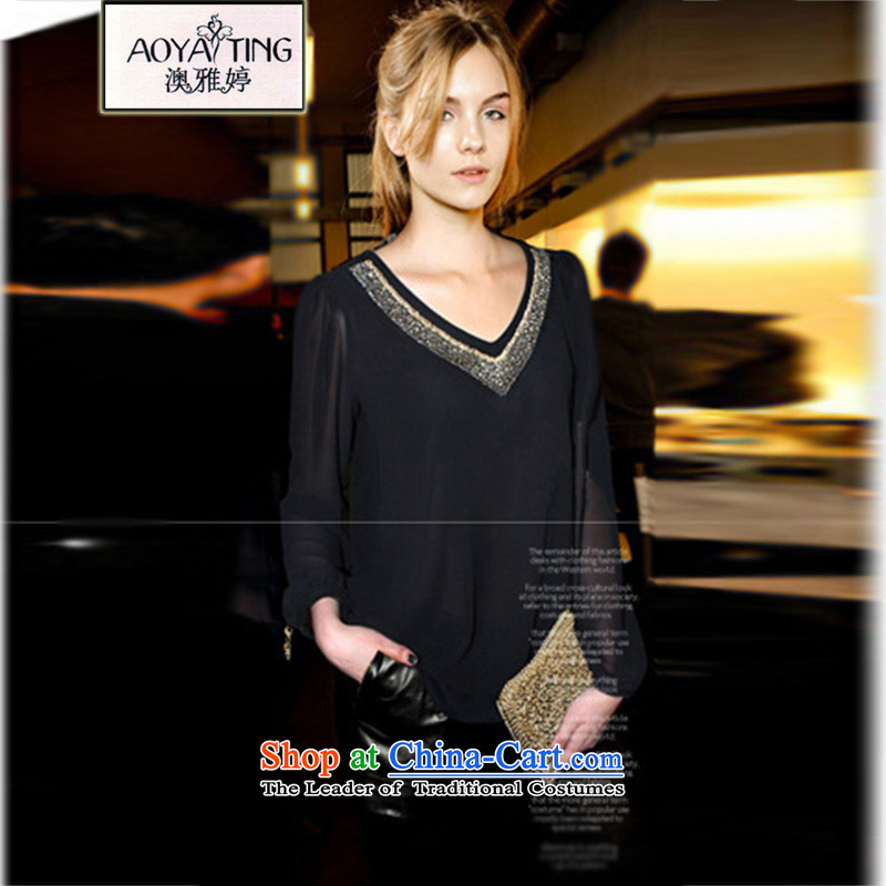 O Ya-ting spring 2015 to xl thick sister chiffon shirt long-sleeved T-shirt, forming the Netherlands shirt female M307 Black 3XL 145-165 recommends that you, O Jacob aoyating Ting () , , , shopping on the Internet