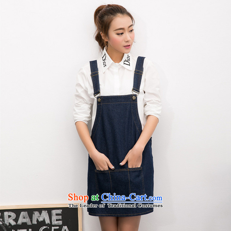 In accordance with the perfect spring and summer 2015 new Korean loose video thin thick MM larger cowboy strap skirt cowboy slips female Y2071 blue XXL, according to perfect (yibofei) , , , shopping on the Internet
