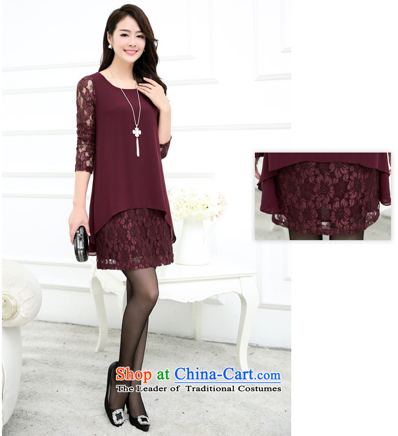 Sau 2015 Autumn Load Kosovo new long-sleeved sweater chiffon embroidery thick MM larger women's dresses 1242 wine red 4XL Photo, prices, brand platters! The elections are supplied in the national character of distribution, so action, buy now enjoy more preferential! As soon as possible.