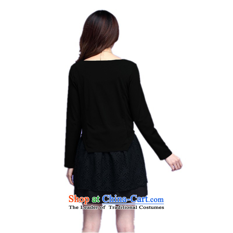 C.o.d. xl women's dresses autumn 2015 new pack of black Ladies Professional temperament short skirts stitching round-neck collar OL video thin black skirt XL about women, land is 130-145 el-yi , , , shopping on the Internet