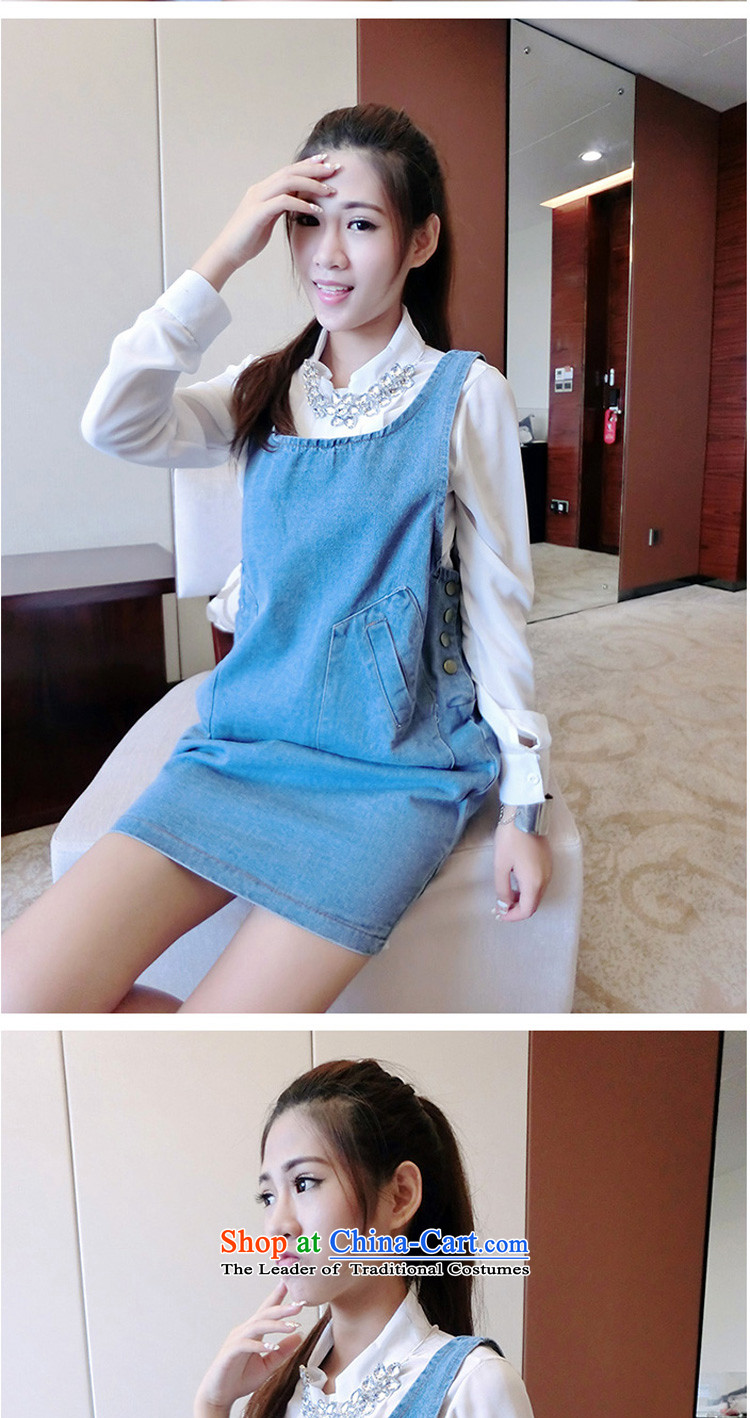 In accordance with the perfect spring and summer 2015 new thick mm loose larger cowboy strap skirt video thin dresses slips skirt Y2073 pregnant women light blue L picture, prices, brand platters! The elections are supplied in the national character of distribution, so action, buy now enjoy more preferential! As soon as possible.