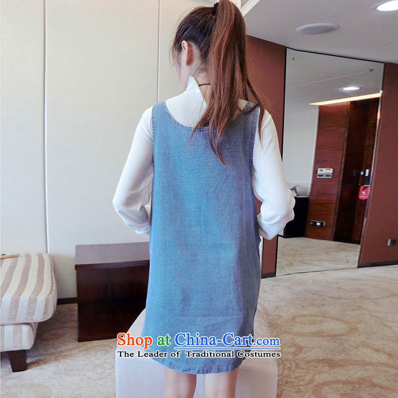 In accordance with the perfect spring and summer 2015 new thick mm loose larger cowboy strap skirt video thin dresses slips skirt Y2073 pregnant women light blue , L, in accordance with the perfect (yibofei) , , , shopping on the Internet