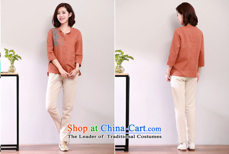 The fall in spring code dkchenpin shirt female cotton linen stamp on his breast shirts leisure Mock-Neck Shirt mother coat small linen with orange L picture, prices, brand platters! The elections are supplied in the national character of distribution, so action, buy now enjoy more preferential! As soon as possible.