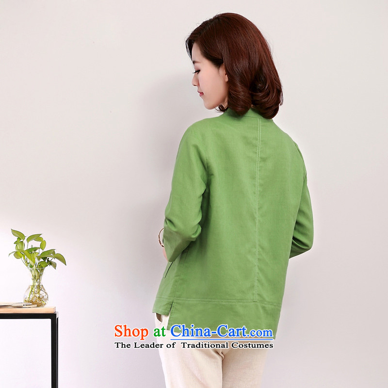 The fall in spring code dkchenpin shirt female cotton linen stamp on his breast shirts leisure Mock-Neck Shirt mother coat small linen with orange L,DKCHENPIN,,, shopping on the Internet