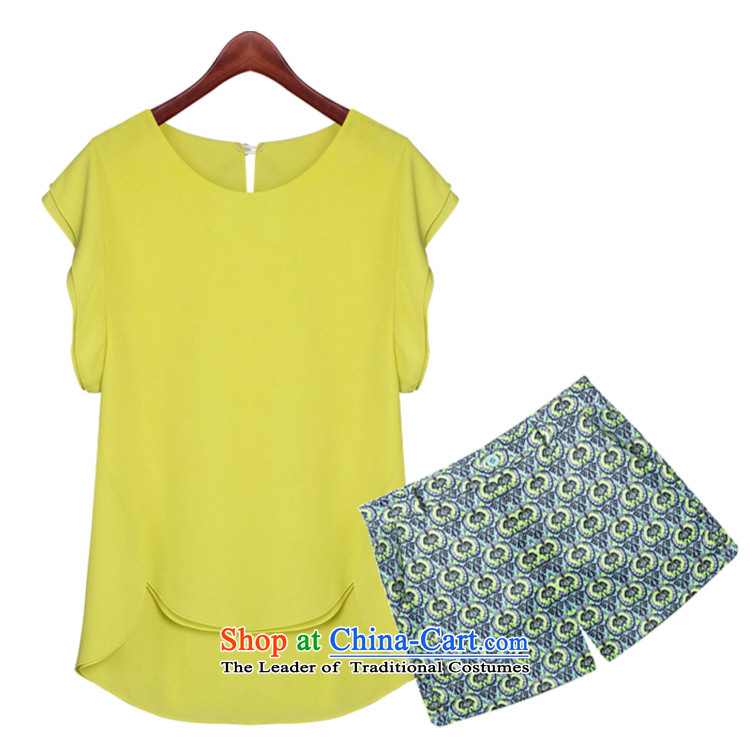 Mr Hui 2015 new products for summer larger female thick mm loose video thin to xl chiffon short-sleeved shirt Stamp Pack 608 Sau San shorts yellow T-shirt and shorts kit 5XL picture, prices, brand platters! The elections are supplied in the national character of distribution, so action, buy now enjoy more preferential! As soon as possible.