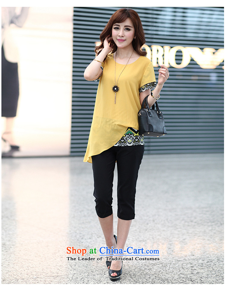 The Director of the ventricular hypertrophy code 200 catties women in spring and summer 2015 new Korean short-sleeved leave two thick sister video thin chiffon T-shirt 1303 Large Yellow 5XL around 922.747 200 pictures, prices, brand platters! The elections are supplied in the national character of distribution, so action, buy now enjoy more preferential! As soon as possible.