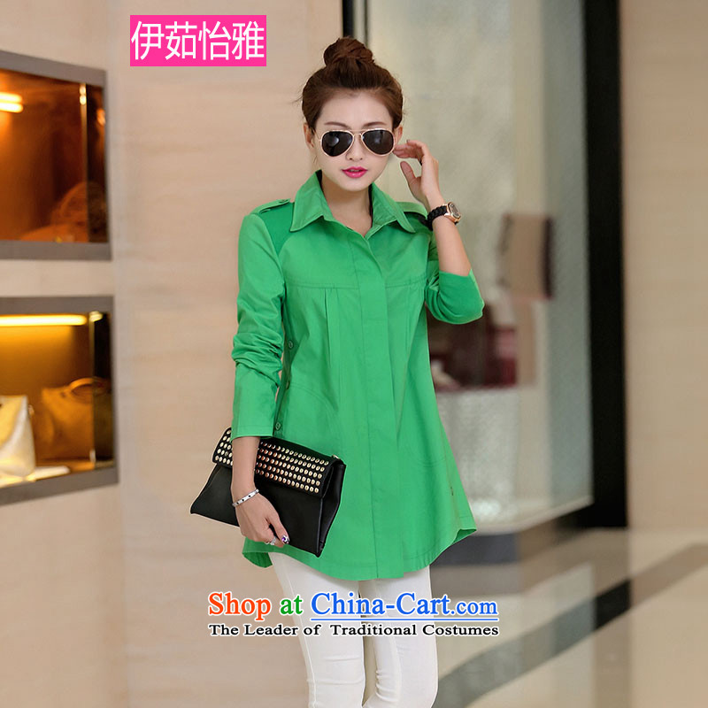 El-ju Yee Nga Korean autumn 2015 replacing knitting stitching leisure long-sleeved blouses and large cotton shirts in red XXL, RZ5063 el-ju Yee Nga shopping on the Internet has been pressed.