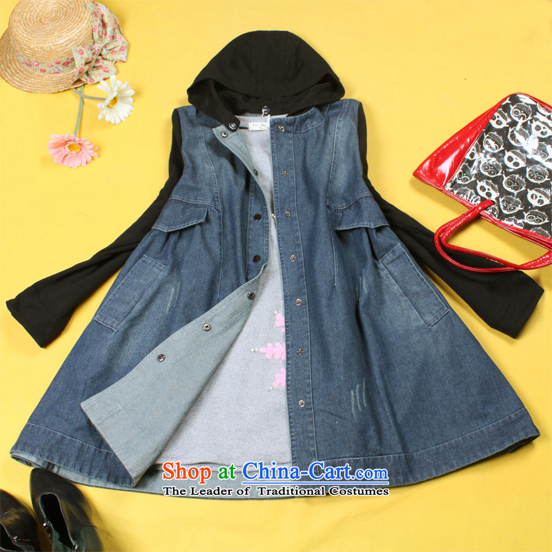 The sea route to spend knitting cuff removable cap two big code windbreaker large relaxd cowboy jacket 5B2530S black sea route Flower Sleeve 3XL, shopping on the Internet has been pressed.