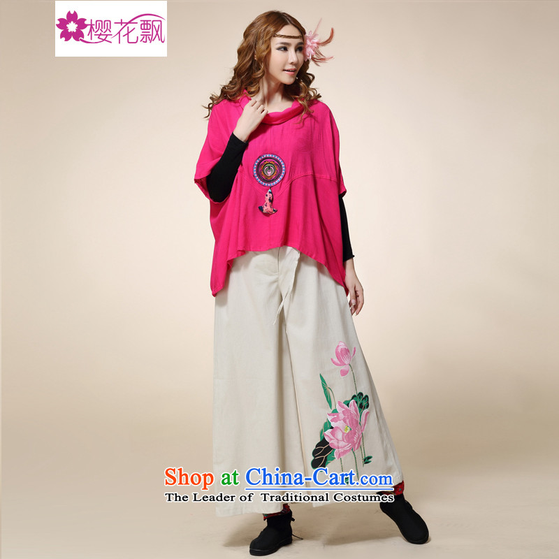 Cherry blossoms drift 2015 new large ethnic women stereo pendants bat sleeves blouse of liberal red large numbers for the code, cherry blossoms drift (yinghuapiao) , , , shopping on the Internet