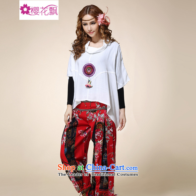 Cherry blossoms drift 2015 new large ethnic women stereo pendants bat sleeves blouse of liberal red large numbers for the code, cherry blossoms drift (yinghuapiao) , , , shopping on the Internet