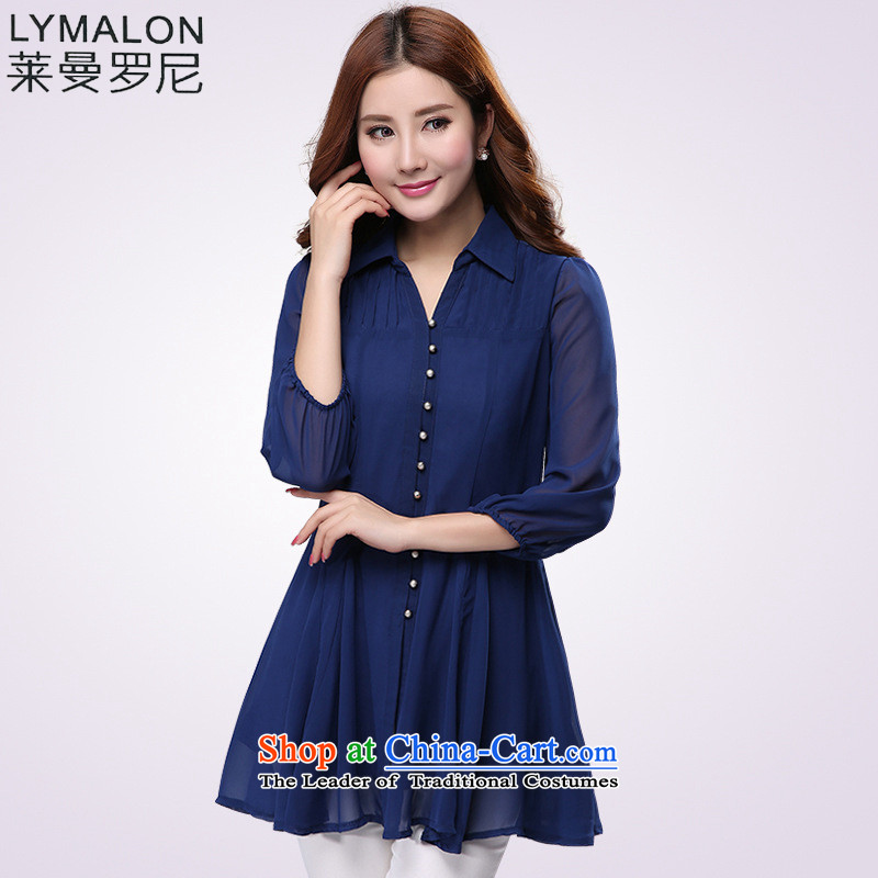 The lymalon lehmann thick, Hin thin autumn 2015 mm thick new large wild women to increase long-sleeved sweater chiffon blue?XXXXL 1191