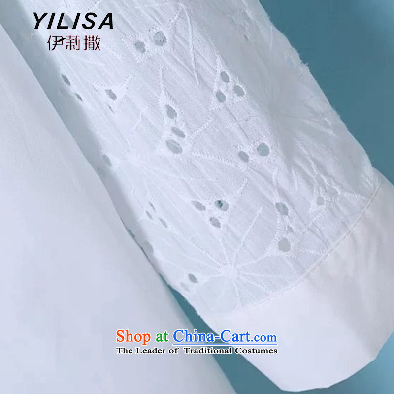 The Korean version of the new YILISA summer code blouses shirt thick MM summer 200 catties leisure loose wild biological air drying H5111 XXXL white suitable for 165-200, Elizabeth YILISA (sub-) , , , shopping on the Internet