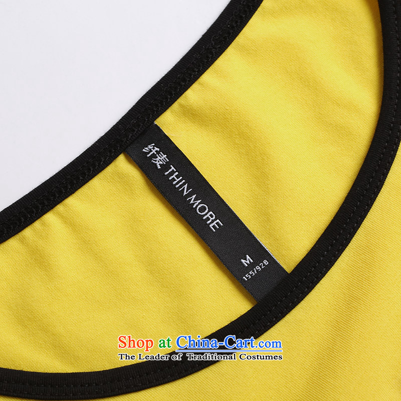 The former Yugoslavia Migdal Code women 2015 Summer new stylish mm thick abstract short-sleeved T-shirt, long yellow 2XL, 952153889 female former Yugoslavia Mak , , , shopping on the Internet
