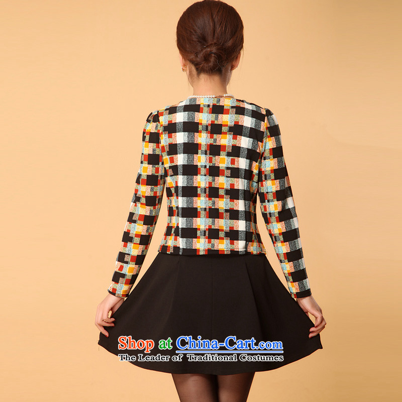 The sea route take the Korean version of the video coltish waist round-neck collar elegant stamp forming the basis of the spring and autumn of Sau San wear dresses 5N4214 code orange small square 2XL, sea route to spend shopping on the Internet has been p