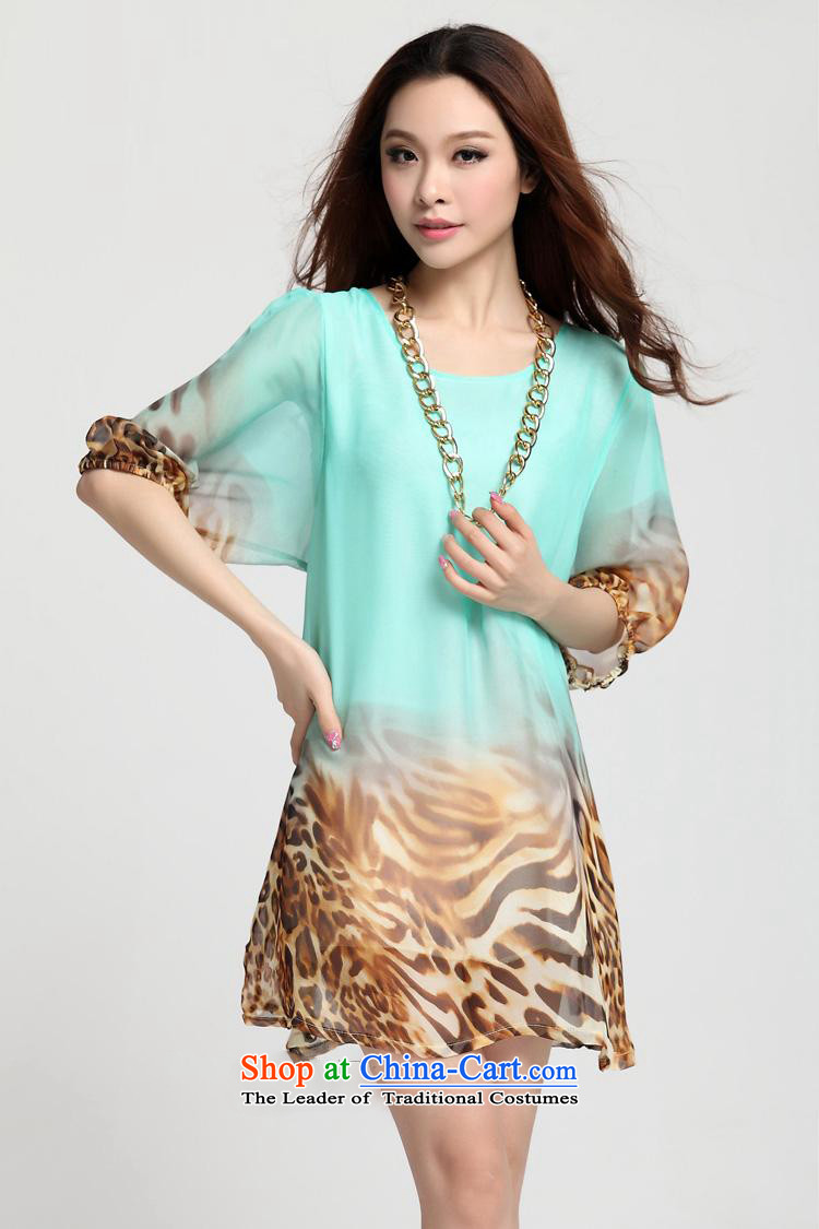 In accordance with the 2015 Women's particularly large fat mm stamp in Top Loin of loose in the Cuff long chiffon dresses summer YQ058 leopard blue L picture, prices, brand platters! The elections are supplied in the national character of distribution, so action, buy now enjoy more preferential! As soon as possible.