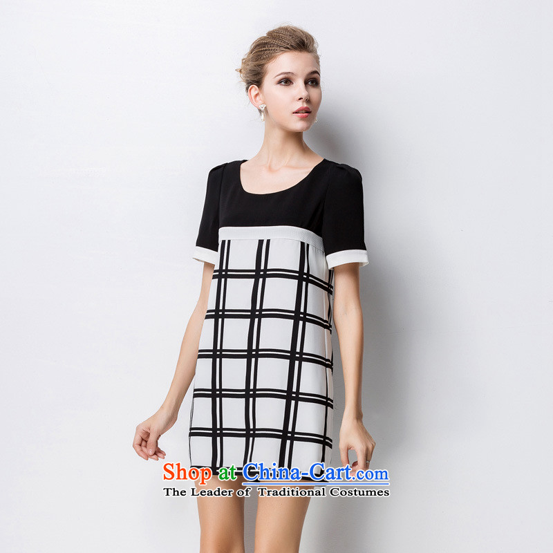 Replace zhuangting Ting 2015 Summer new high-end western thick mm larger female plus snow woven short-sleeved dresses 1335 Black XL, replacing Ting (zhuangting) , , , shopping on the Internet