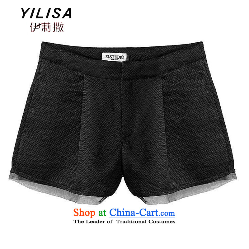 Large European and American women YILISA load new summer thick mm bare shoulders, short-sleeved T-shirt with coffered dolls shirt+A version packaged C5833 shorts kit picture color XL, Elizabeth (YILISA sub-shopping on the Internet has been pressed.)
