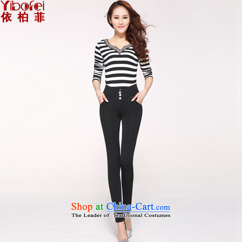 In accordance with the perfect spring 2015 the new Korean Top Loin of detained video large thin stretch leisure castor trousers Sau San female trousers Y2098 Black XL