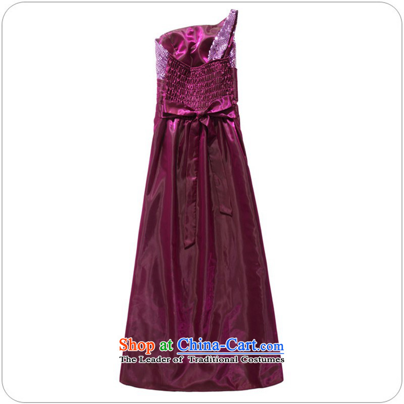 C.o.d. Package Mail 2015 new summer and your temperament goddess shoulder dresses evening dresses large long skirt auspices dress etiquette skirt purple XXL about 145-165, land is of Yi , , , shopping on the Internet