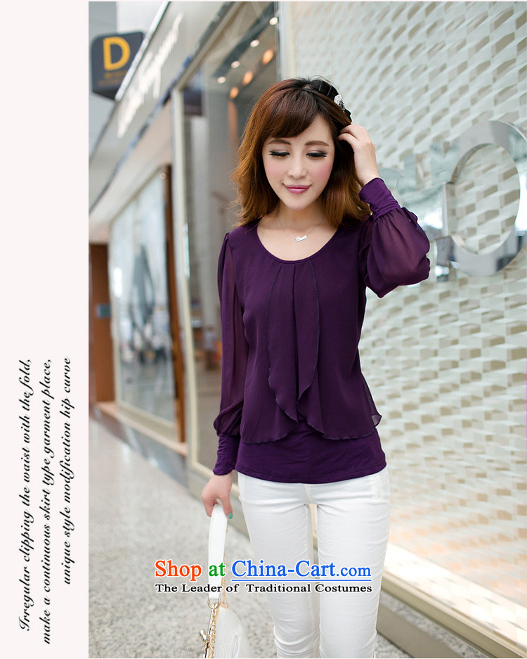 Szili Clinton to increase women's code 2015 mm thick new long-sleeved summer stylish Stretch video thin chiffon shirt thick Mei King of t-shirt is forming the purple long-sleeve shirt XXXXL picture, prices, brand platters! The elections are supplied in the national character of distribution, so action, buy now enjoy more preferential! As soon as possible.