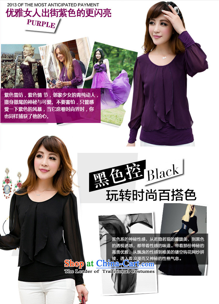 Szili Clinton to increase women's code 2015 mm thick new long-sleeved summer stylish Stretch video thin chiffon shirt thick Mei King of t-shirt is forming the purple long-sleeve shirt XXXXL picture, prices, brand platters! The elections are supplied in the national character of distribution, so action, buy now enjoy more preferential! As soon as possible.
