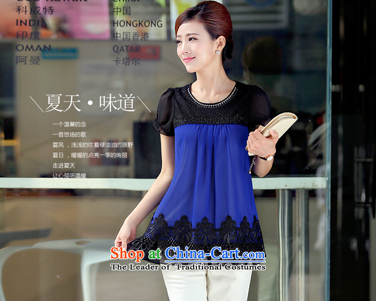 Hundred Li Ying 2015 Summer new short-sleeved T-shirt female Korean lace stitching large relaxd dress chiffon shirt thick mm Green L T-shirt pictures, prices, brand platters! The elections are supplied in the national character of distribution, so action, buy now enjoy more preferential! As soon as possible.
